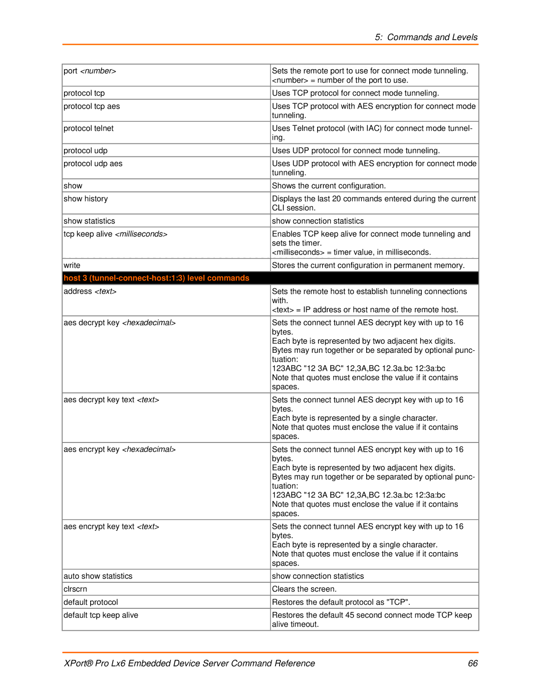 Lantronix LX6 manual Host 3 tunnel-connect-host13 level commands 
