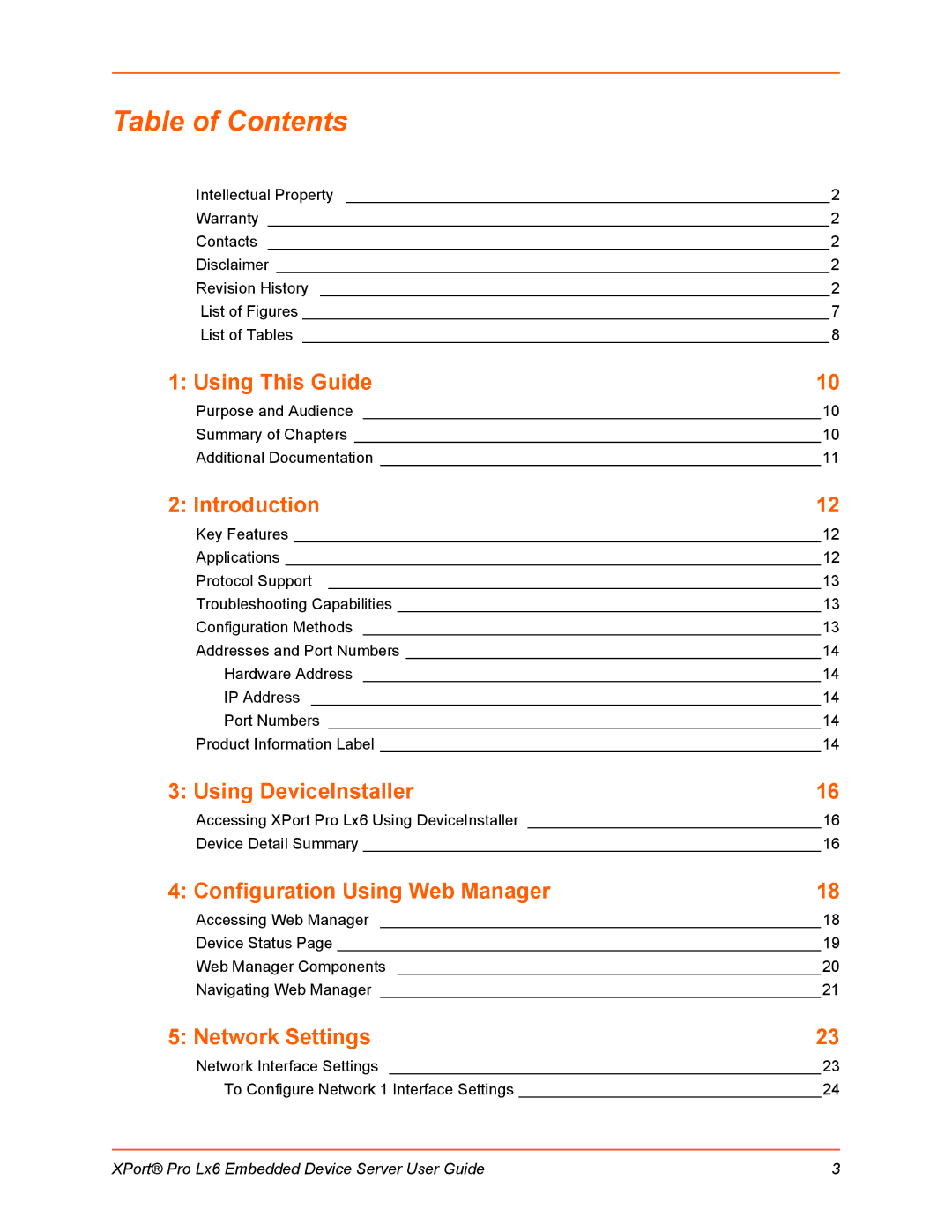 Lantronix LX6 manual Table of Contents 