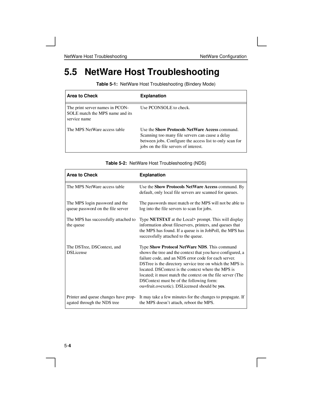 Lantronix LPS1-T, MPS100, LPS1-2 manual NetWare Host Troubleshooting, Use the Show Protocols NetWare Access command. By 