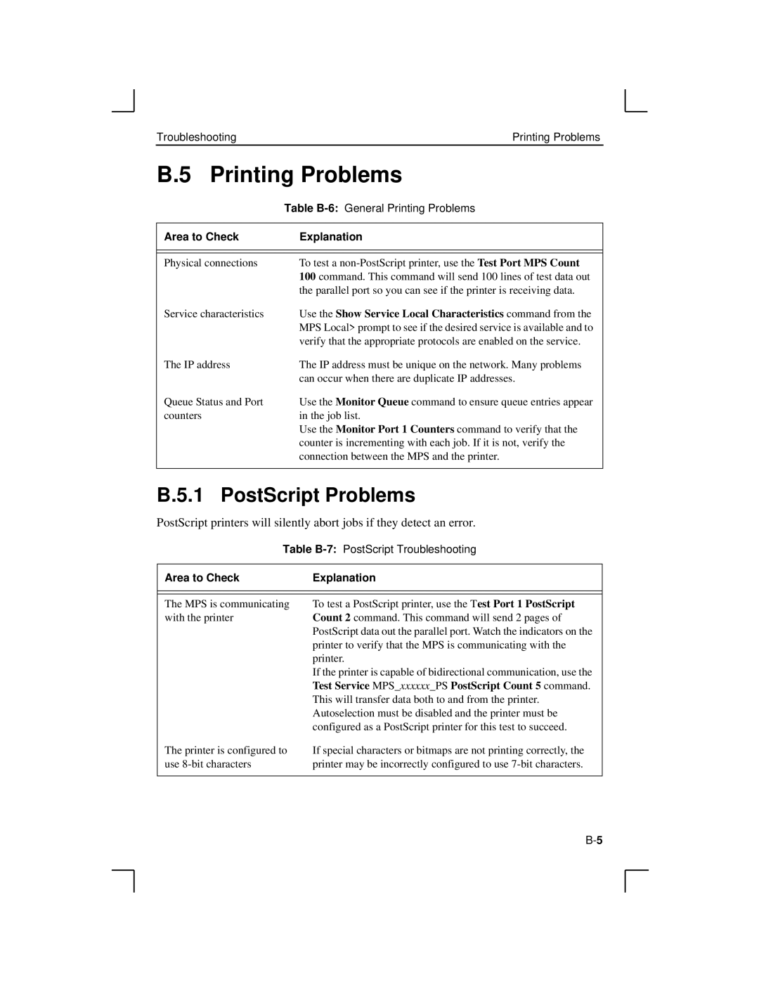 Lantronix LPS1-T, MPS100, LPS1-2 manual Printing Problems, PostScript Problems 