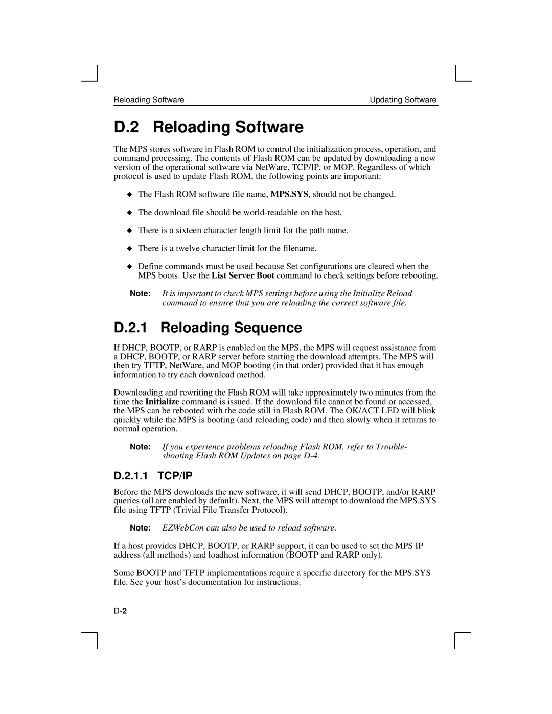 Lantronix MPS100, LPS1-2, LPS1-T manual Reloading Software, Reloading Sequence 