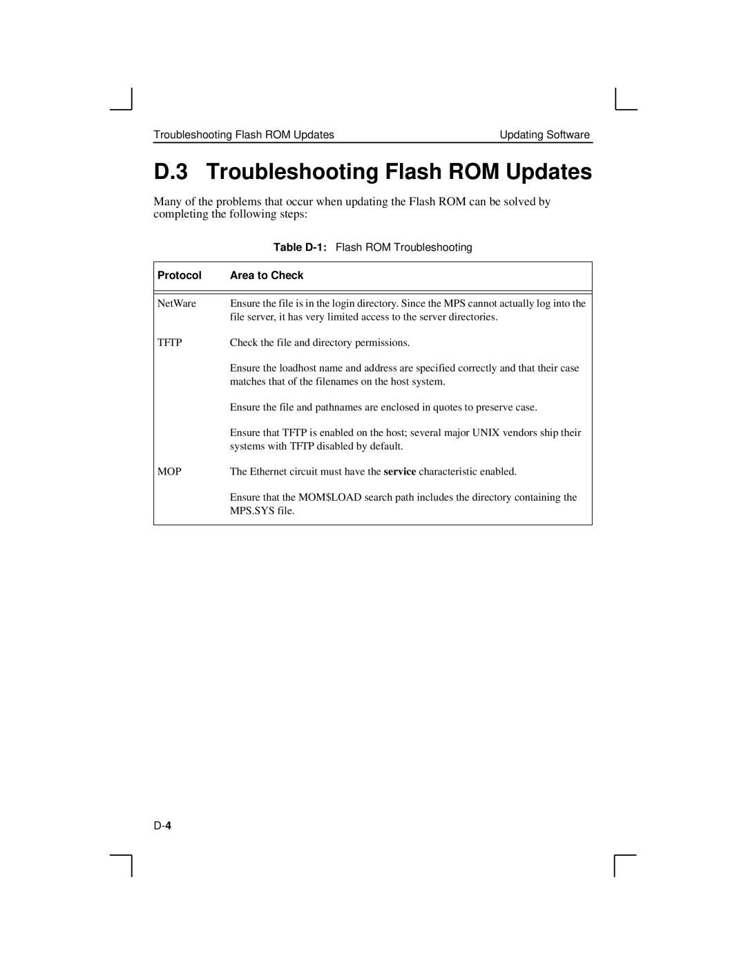 Lantronix LPS1-T, MPS100, LPS1-2 manual Troubleshooting Flash ROM Updates, Tftp, Mop 