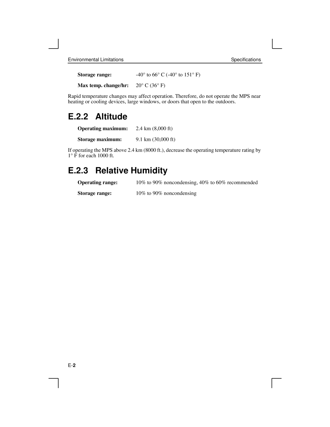 Lantronix LPS1-2, MPS100, LPS1-T manual Altitude, Relative Humidity, Max temp. change/hr 20 C 36 F 