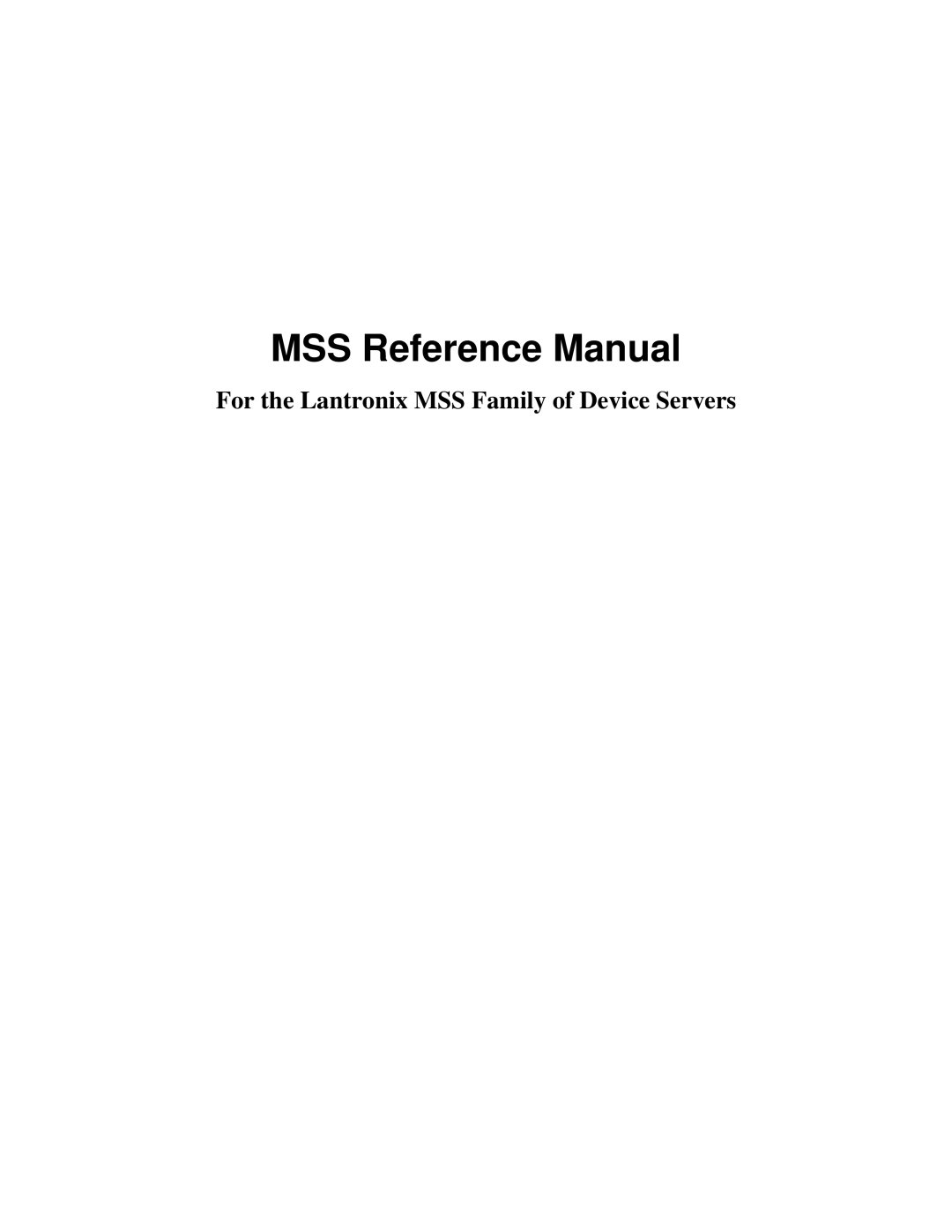 Lantronix manual MSS Reference Manual 