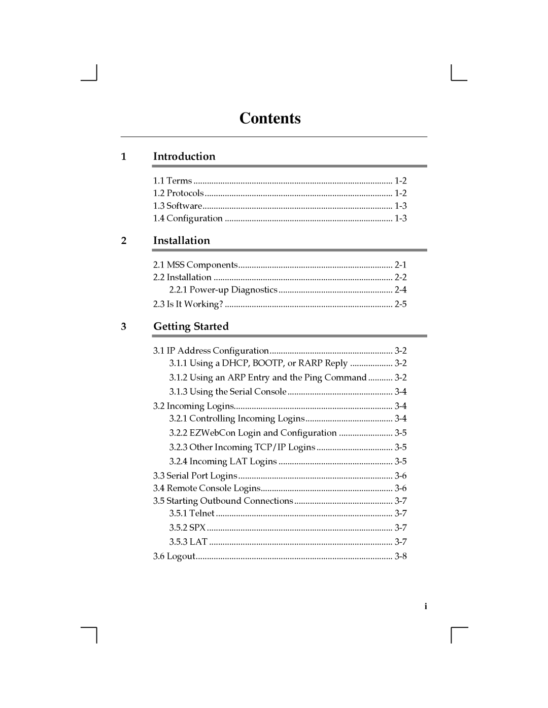 Lantronix MSS100, 1-T2 manual Contents 