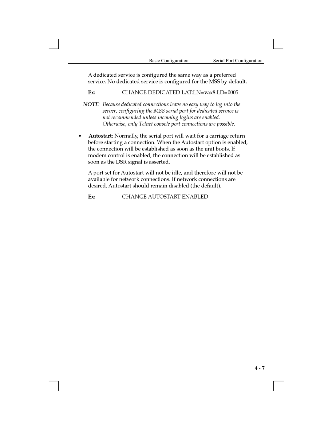 Lantronix MSS100, 1-T2 manual Otherwise, only Telnet console port connections are possible 