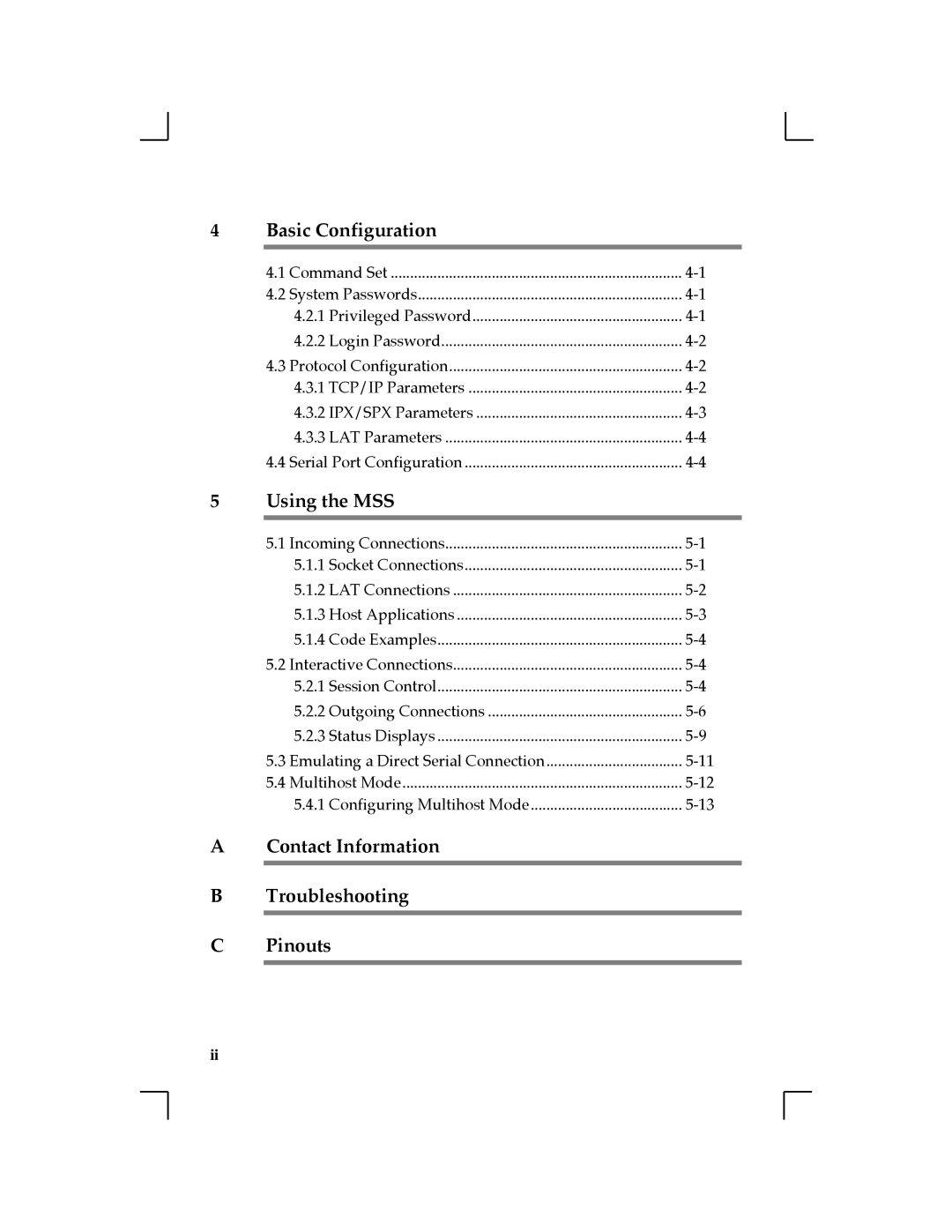 Lantronix MSS100, 1-T2 manual Contact Information Troubleshooting Pinouts 