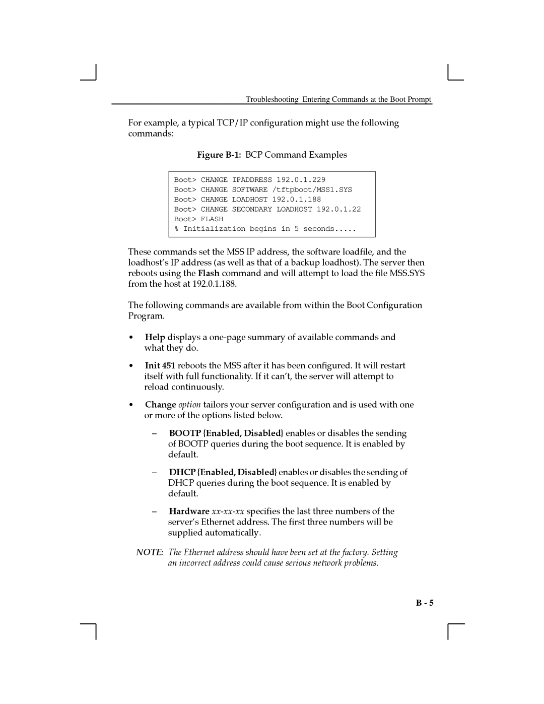 Lantronix 1-T2, MSS100 manual Figure B-1BCP Command Examples 