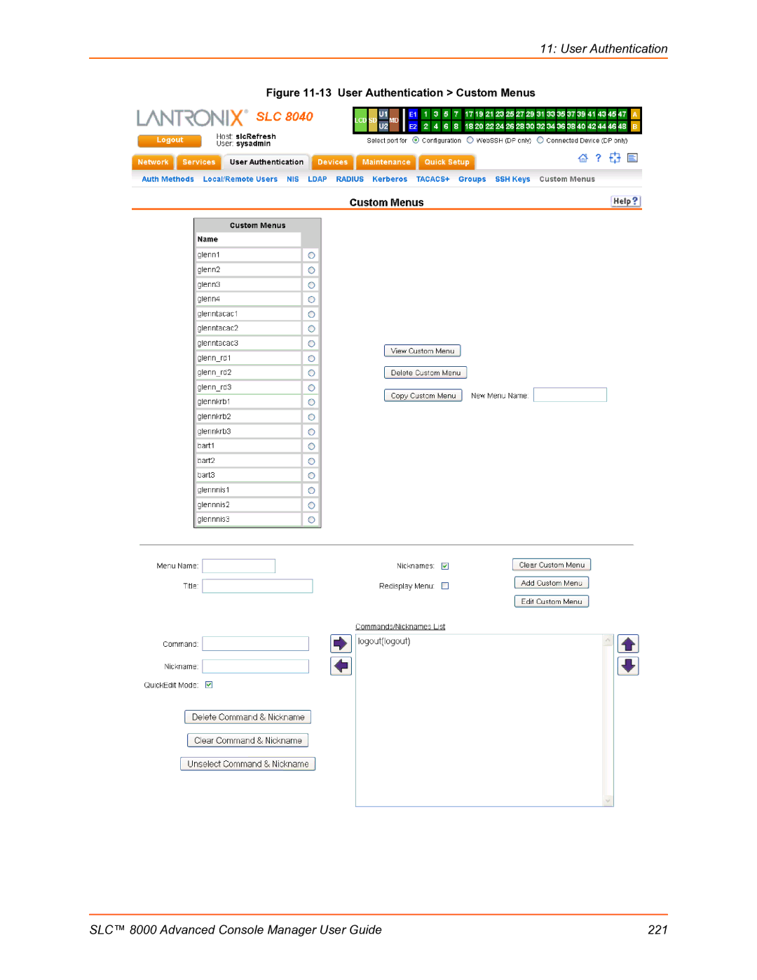 Lantronix manual SLC 8000 Advanced Console Manager User Guide 221 