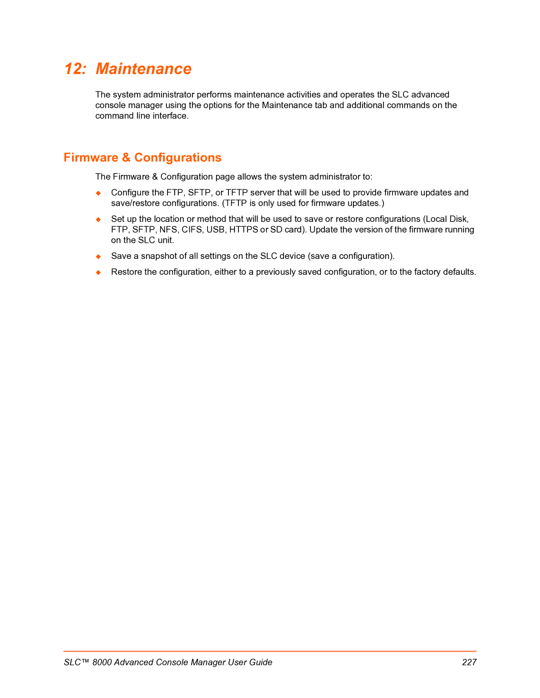 Lantronix SLC 8000 manual Maintenance, Firmware & Configurations 