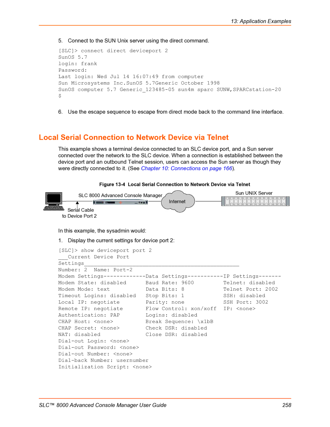 Lantronix SLC 8000 manual Local Serial Connection to Network Device via Telnet 