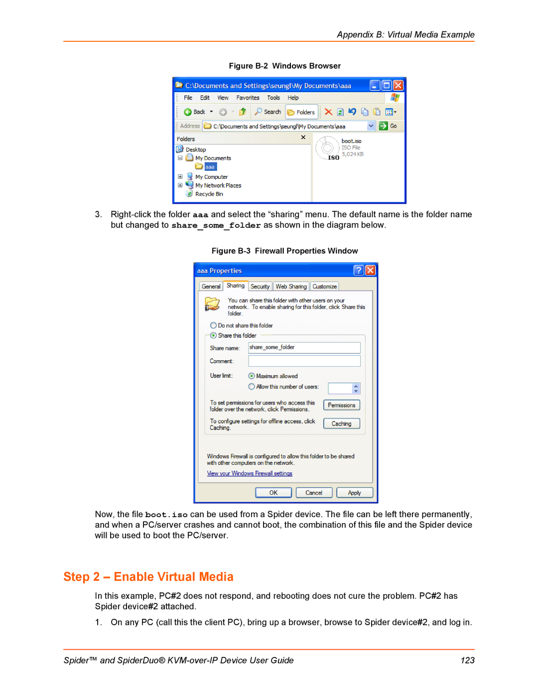 Lantronix SLSLP400PS201 manual Enable Virtual Media, Figure B-2 Windows Browser 