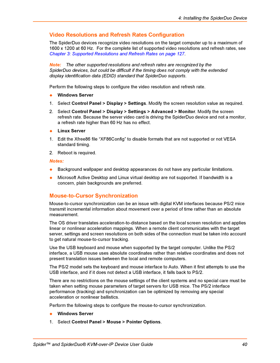 Lantronix SLSLP400PS201 manual Video Resolutions and Refresh Rates Configuration 