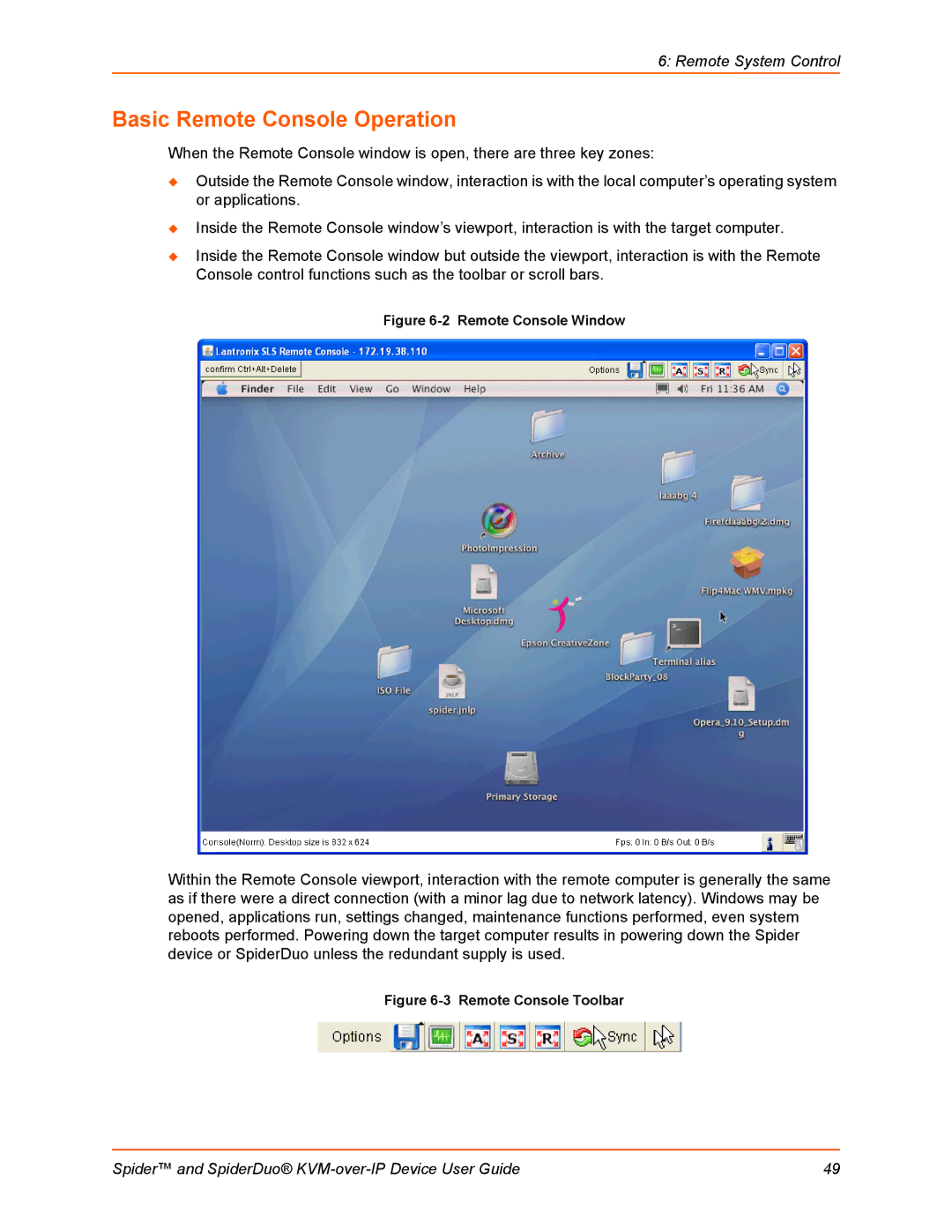 Lantronix SLSLP400PS201 manual Basic Remote Console Operation, Remote Console Window 