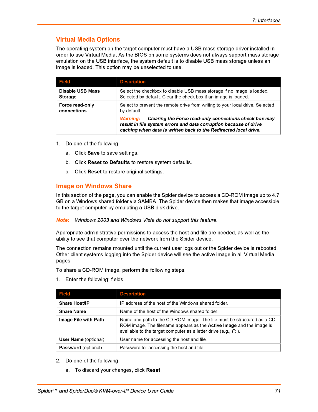 Lantronix SLSLP400PS201 manual Virtual Media Options, Image on Windows Share 