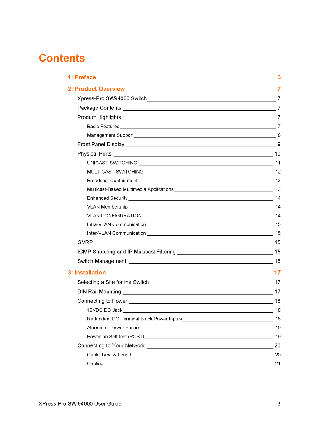 Lantronix SW 94000 manual Contents 