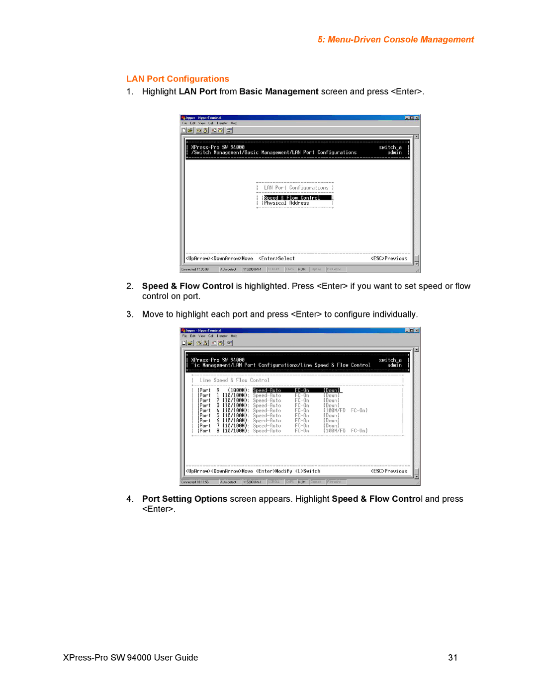 Lantronix SW 94000 manual LAN Port Configurations 