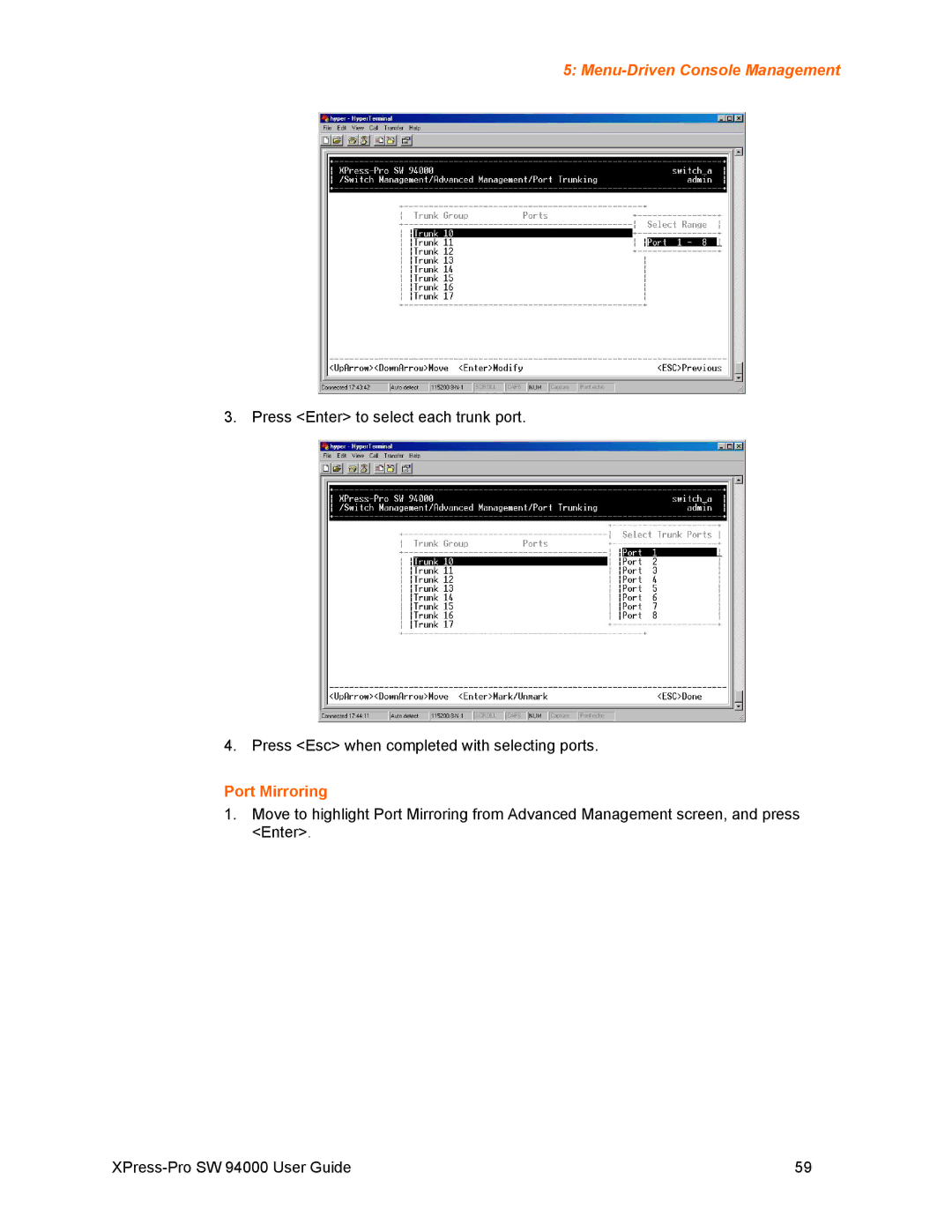 Lantronix SW 94000 manual Port Mirroring 