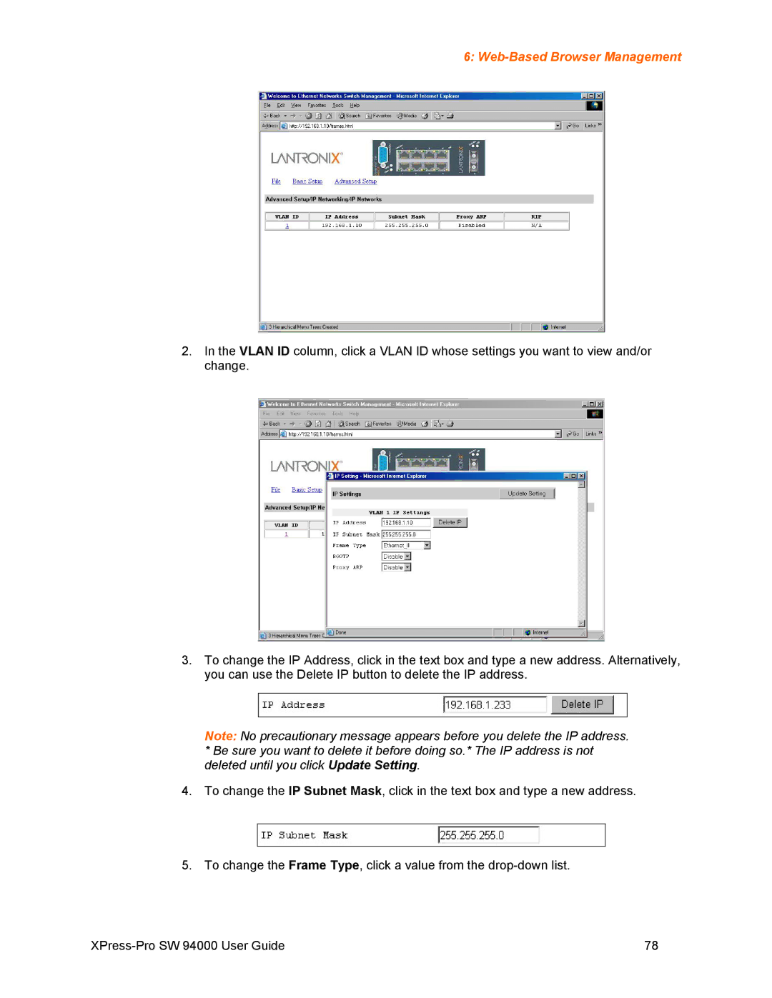 Lantronix SW 94000 manual Web-Based Browser Management 