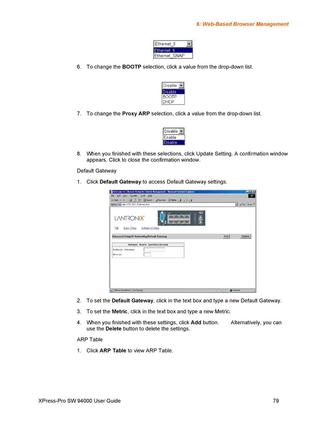 Lantronix SW 94000 manual Web-Based Browser Management 