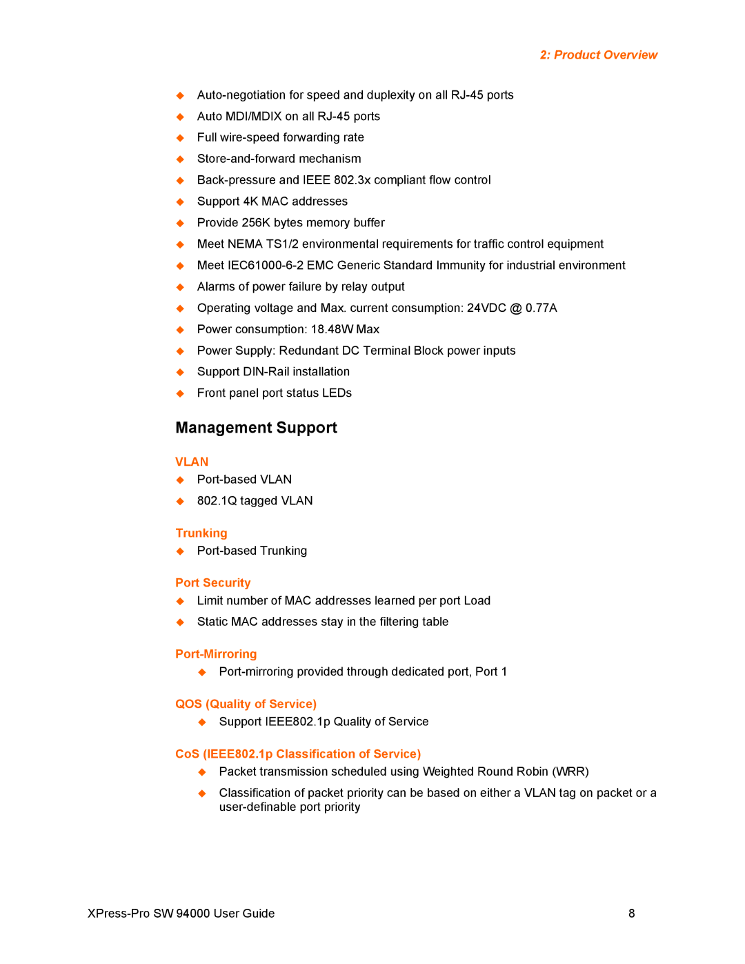 Lantronix SW 94000 manual Management Support 