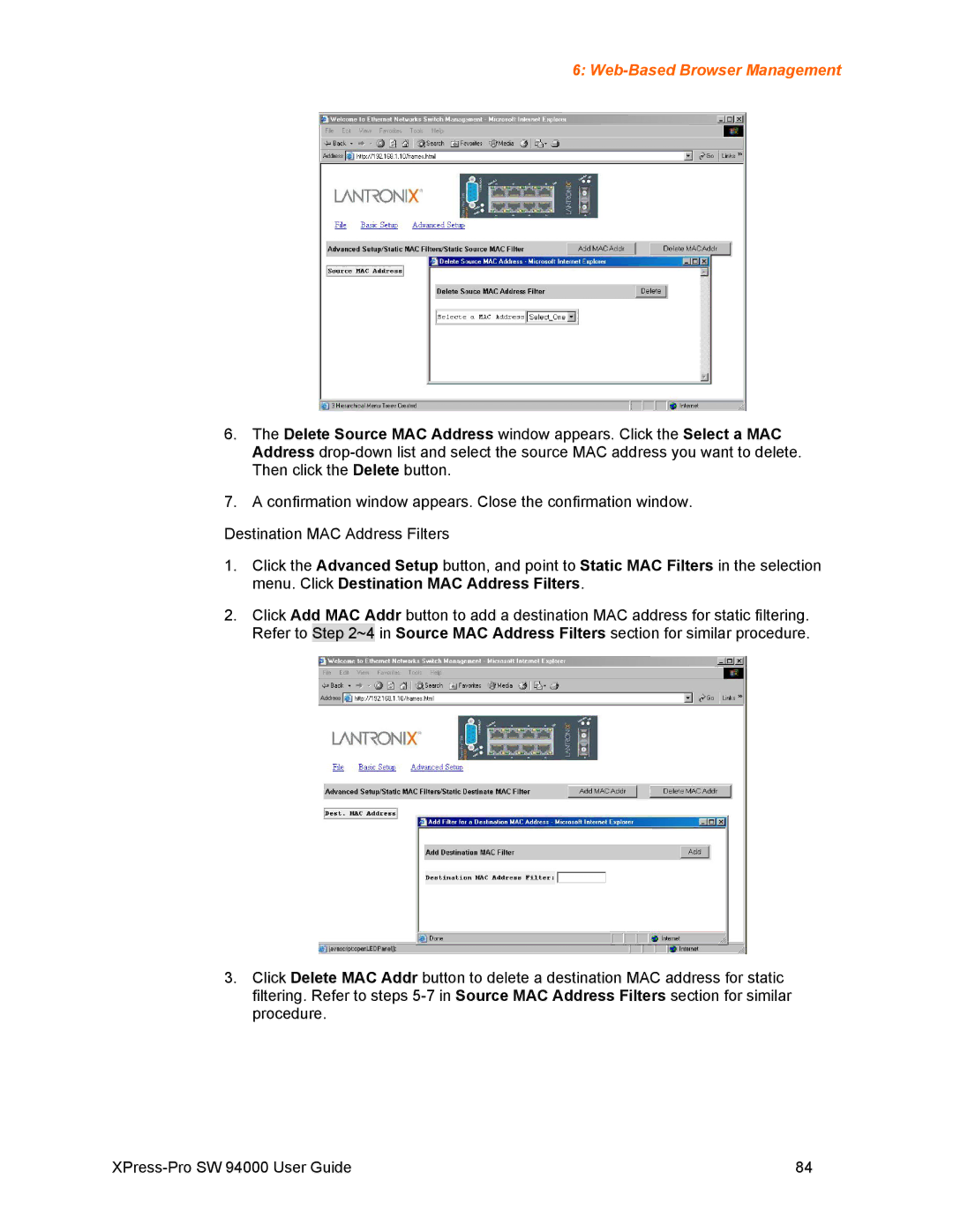 Lantronix SW 94000 manual Web-Based Browser Management 