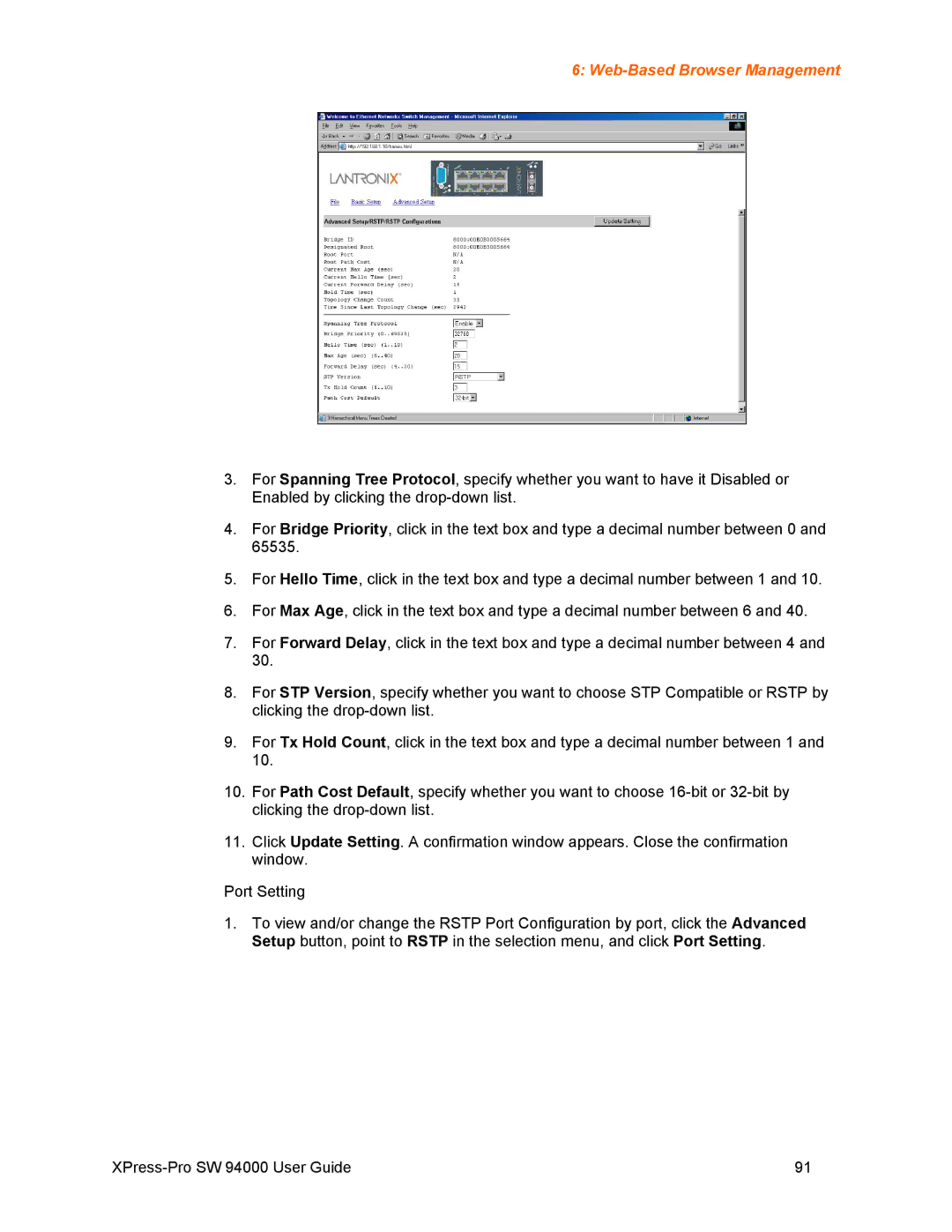 Lantronix SW 94000 manual Web-Based Browser Management 