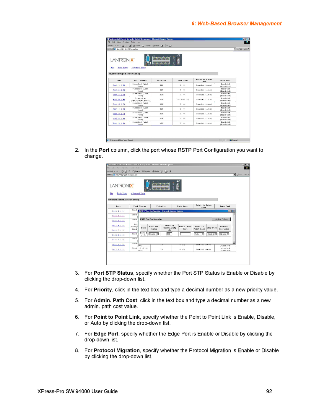 Lantronix SW 94000 manual Web-Based Browser Management 