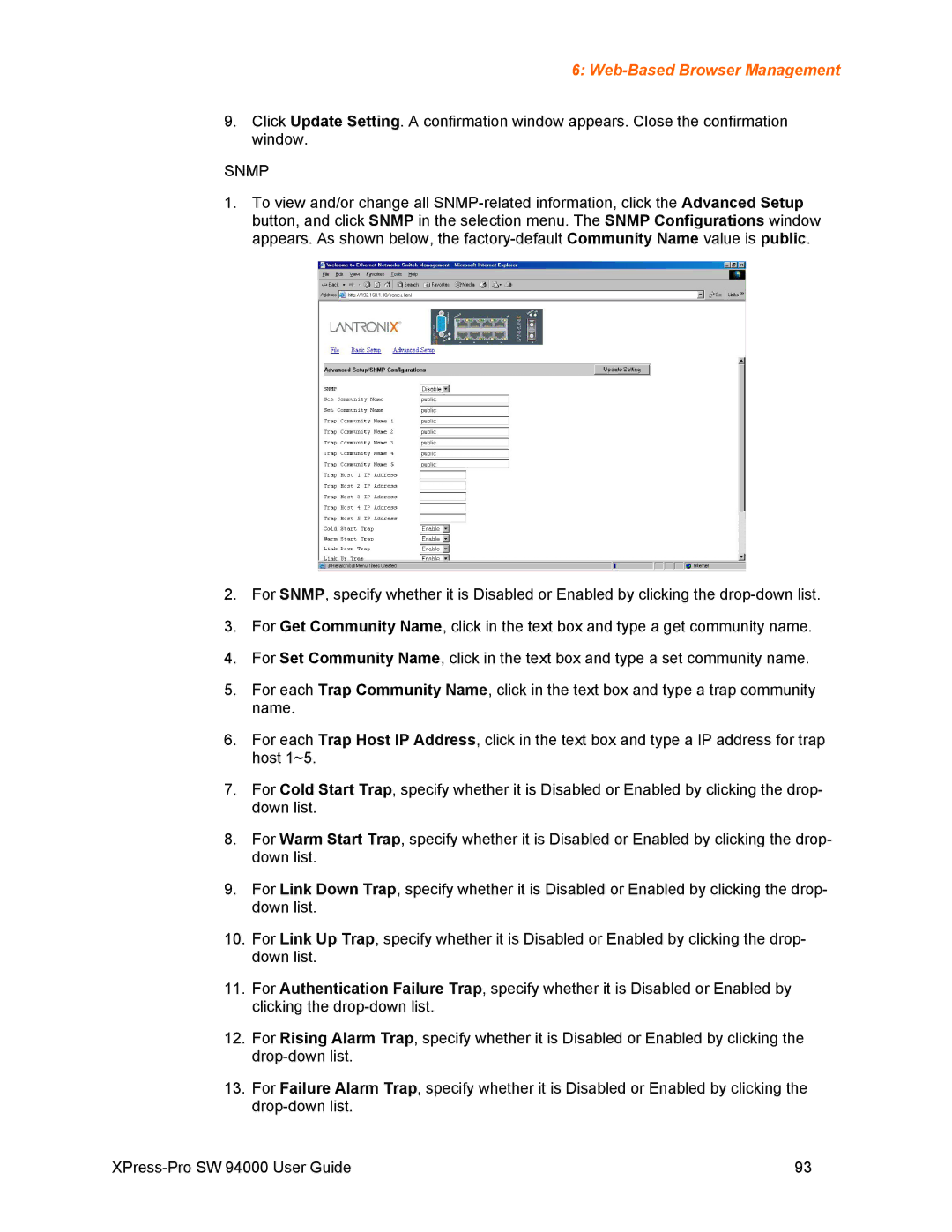 Lantronix SW 94000 manual Snmp 