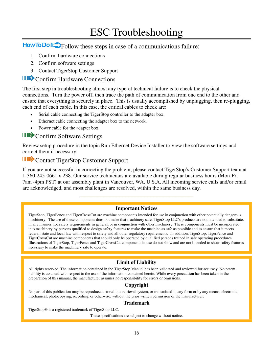 Lantronix TS-DDH ESC Troubleshooting, Follow these steps in case of a communications failure, Confirm Hardware Connections 