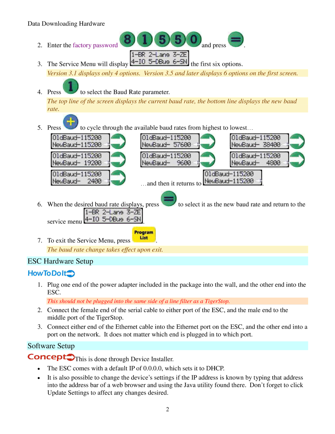 Lantronix TS-DDH manual ESC Hardware Setup, Software Setup 