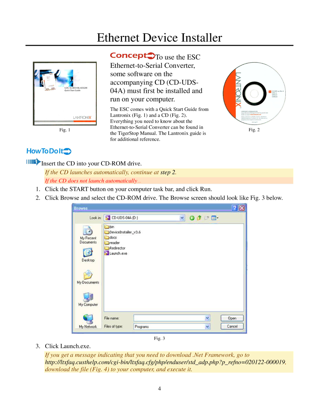 Lantronix TS-DDH manual Ethernet Device Installer, If the CD launches automatically, continue at step 