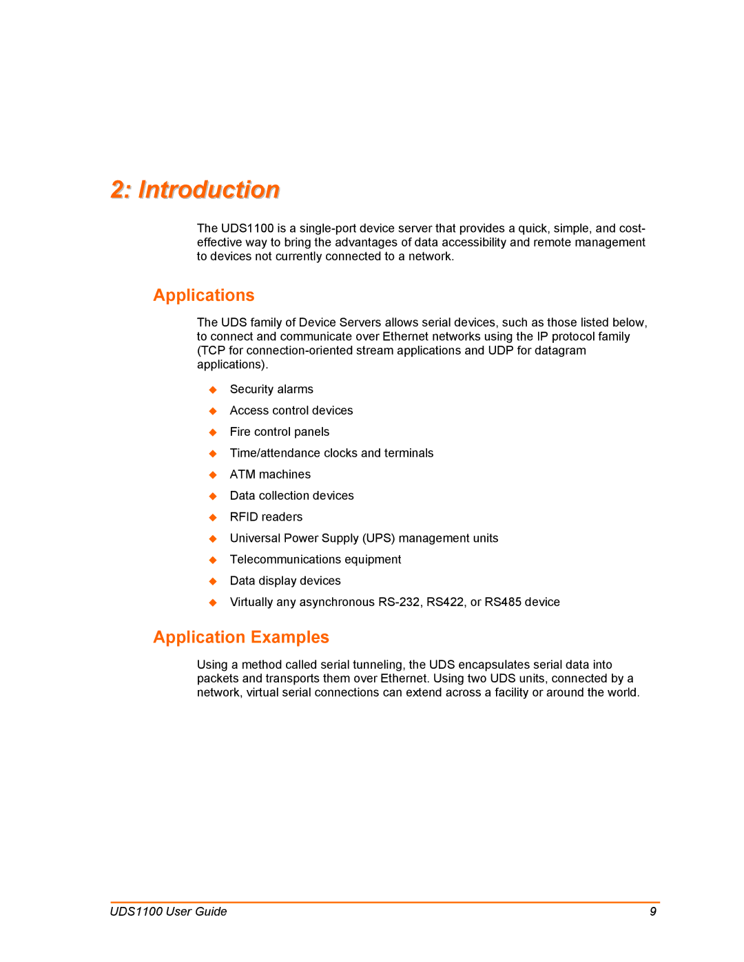 Lantronix UDS1100 manual Introduction, Applications, Application Examples 