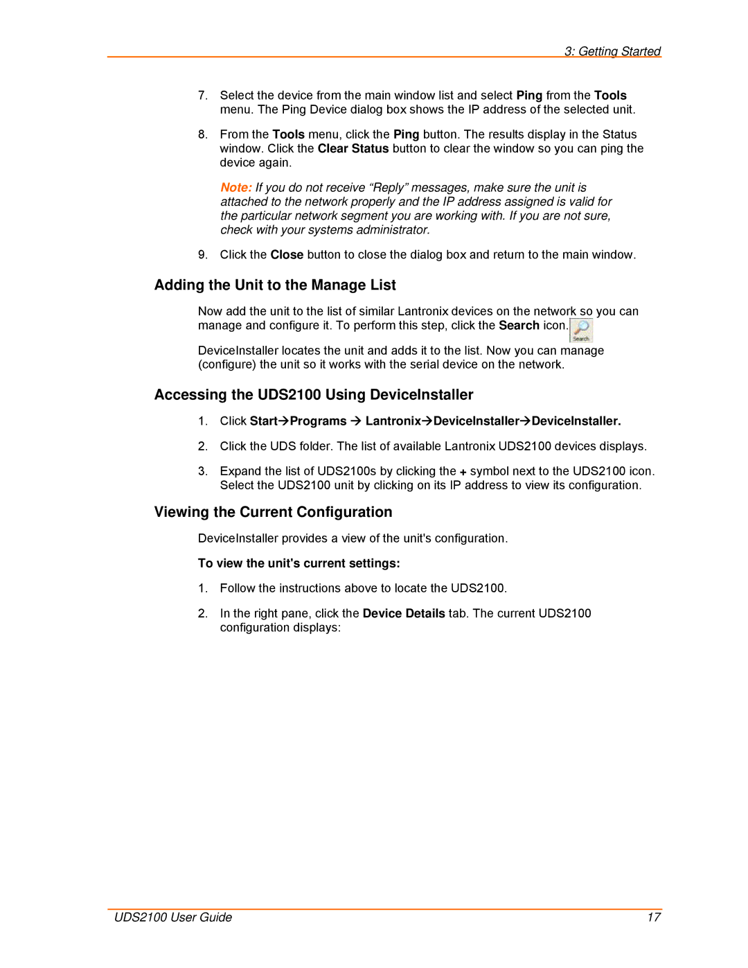 Lantronix manual Adding the Unit to the Manage List, Accessing the UDS2100 Using DeviceInstaller 