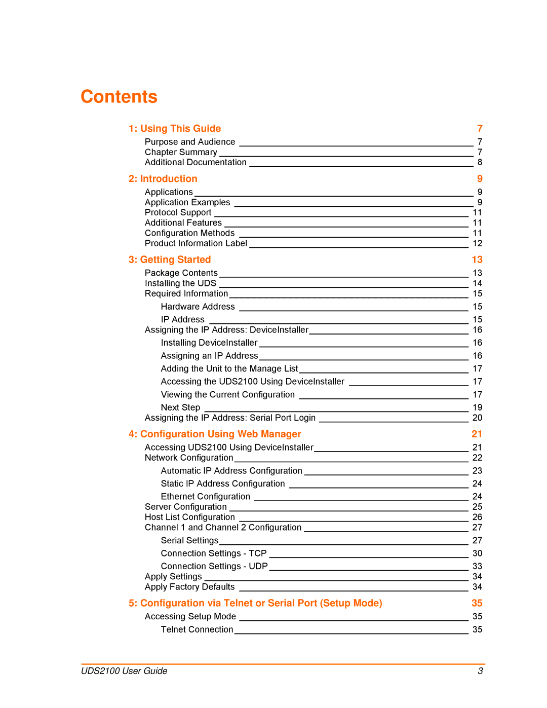 Lantronix UDS2100 manual Contents 