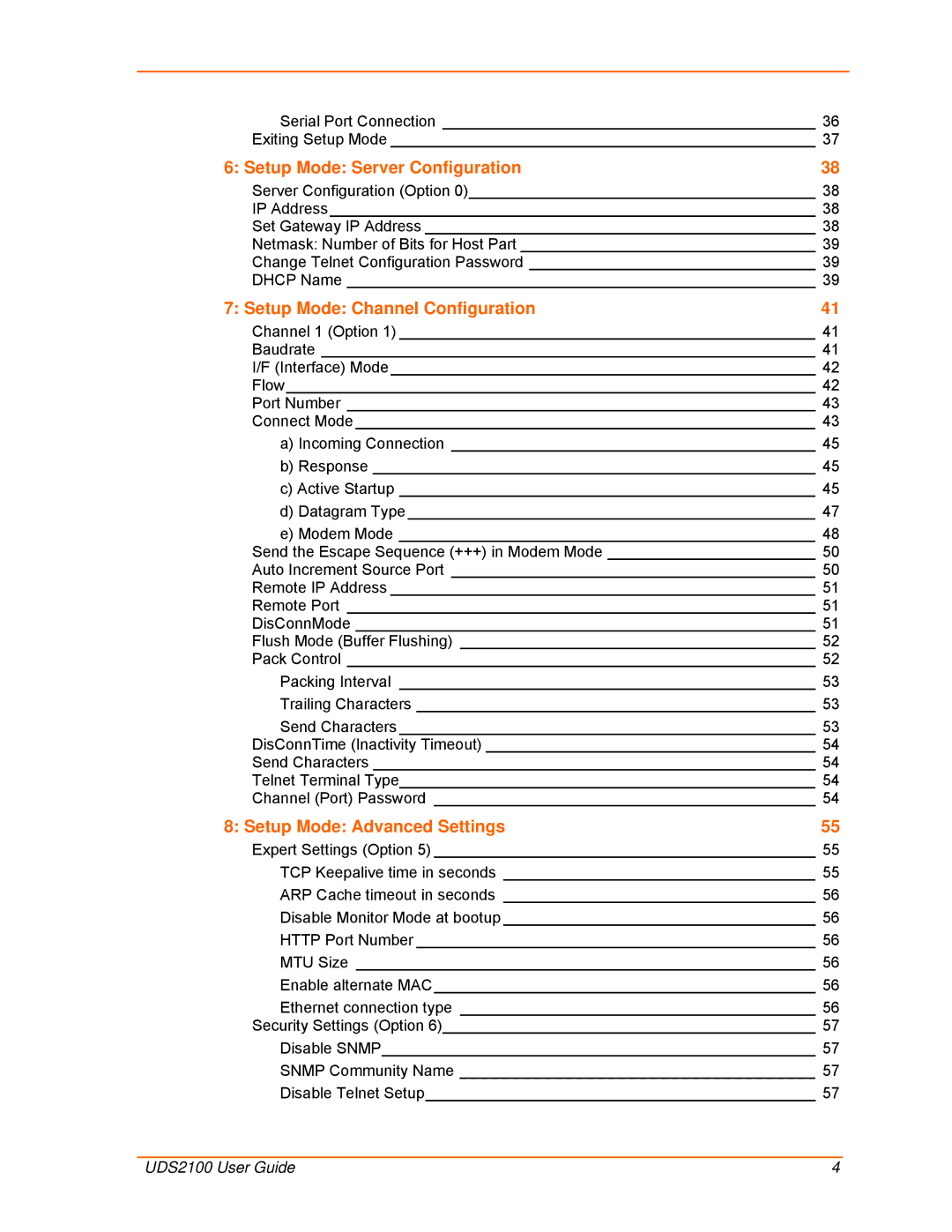 Lantronix UDS2100 manual Setup Mode Server Configuration 