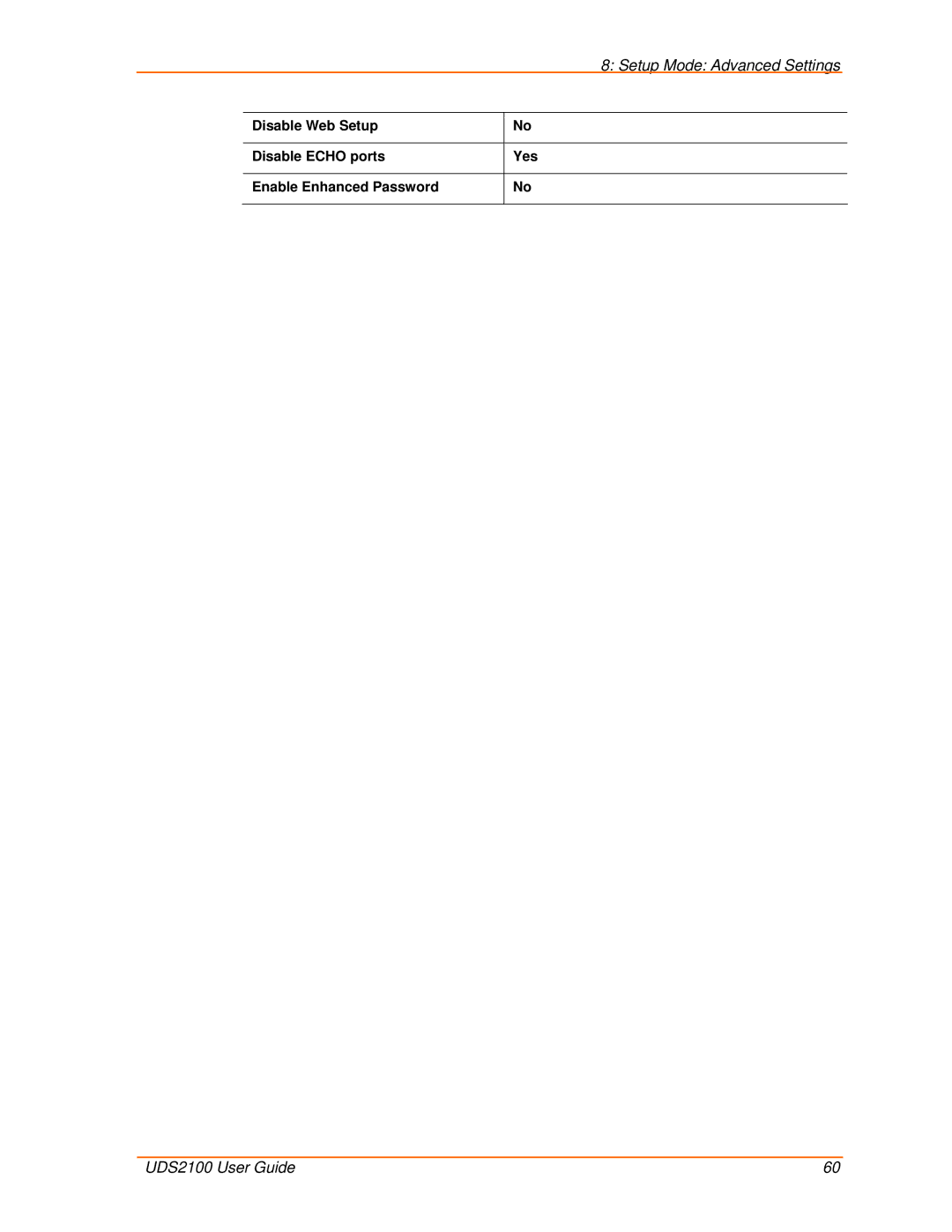 Lantronix UDS2100 manual Setup Mode Advanced Settings 