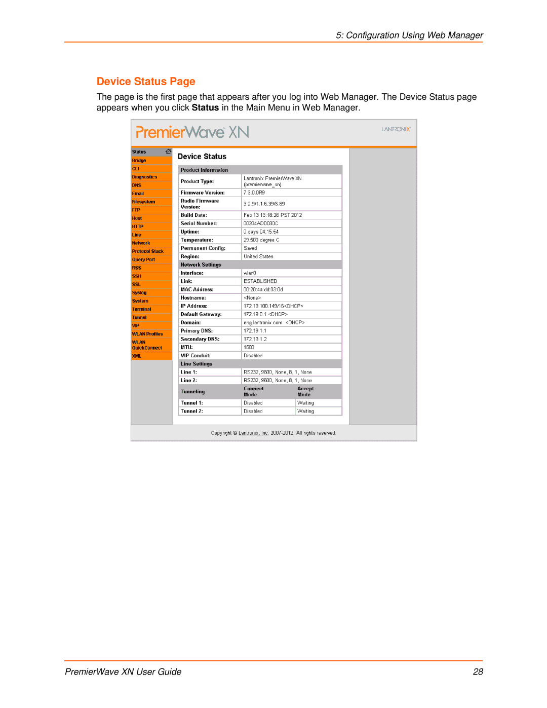 Lantronix XN manual Device Status 