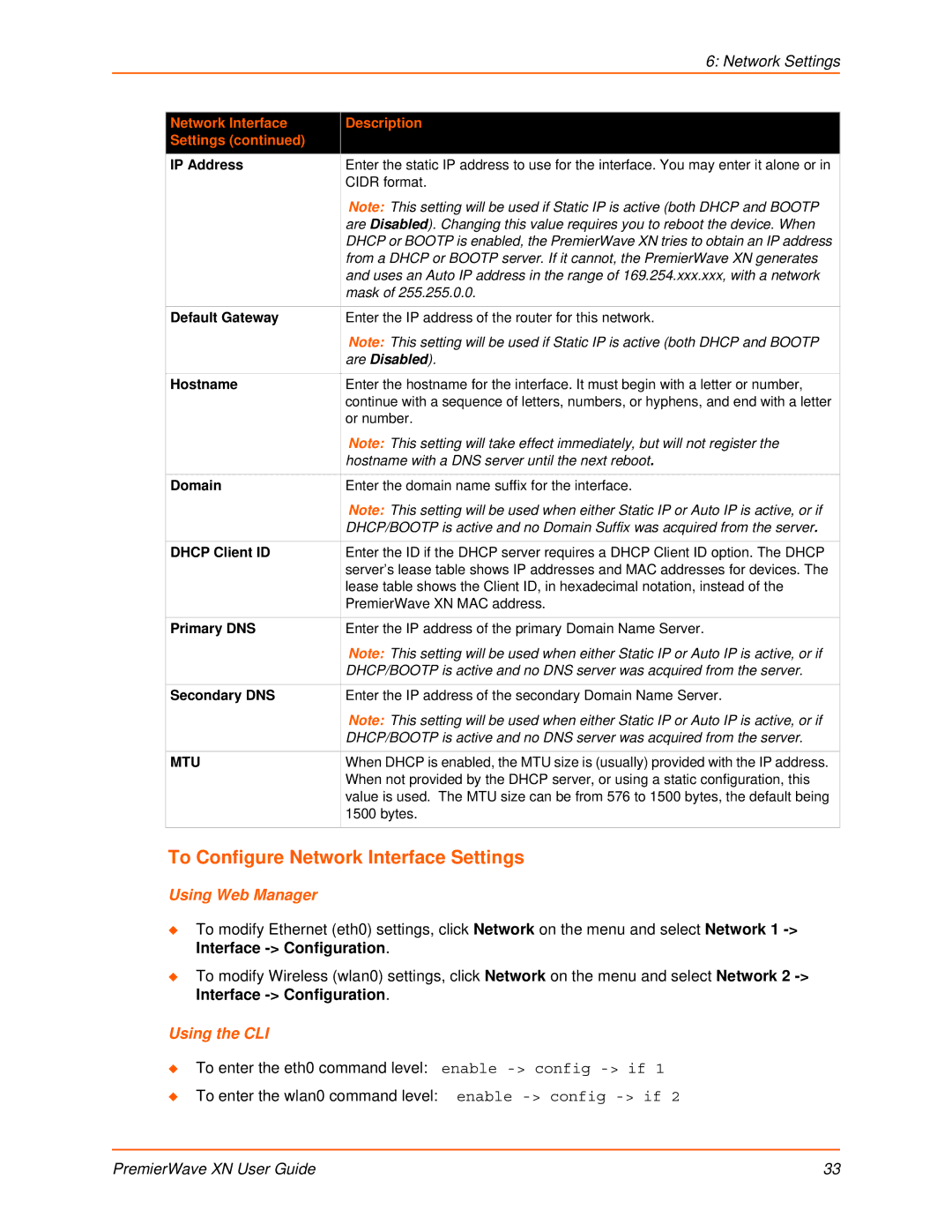 Lantronix XN manual To Configure Network Interface Settings 