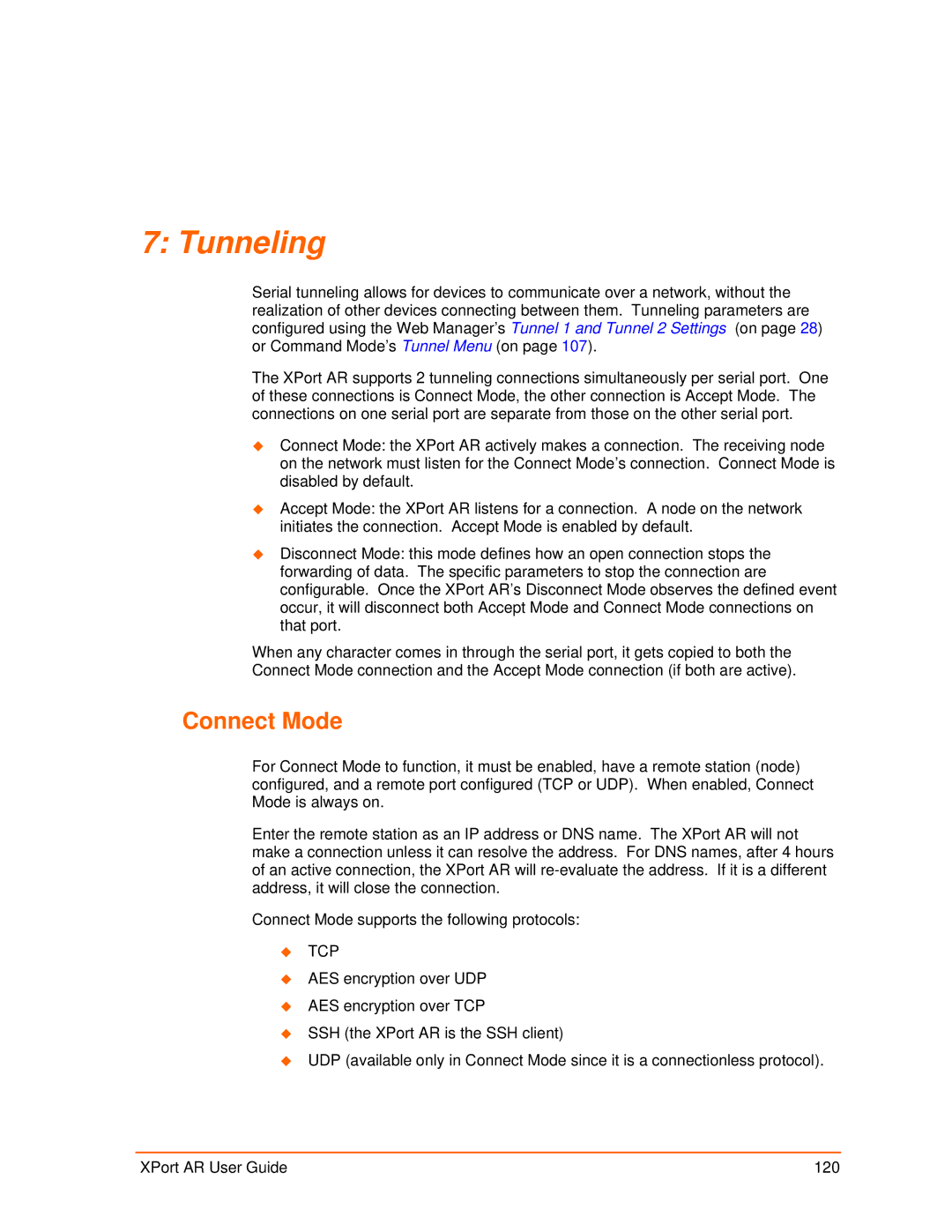 Lantronix XPort AR manual Tunneling, Connect Mode 