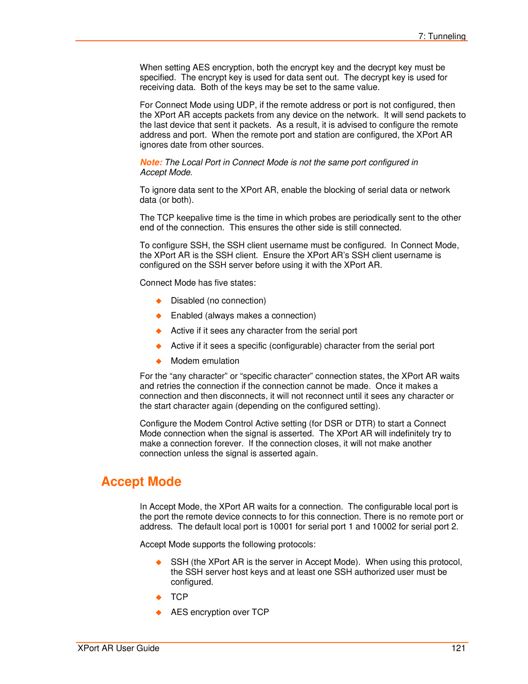 Lantronix XPort AR manual Accept Mode 