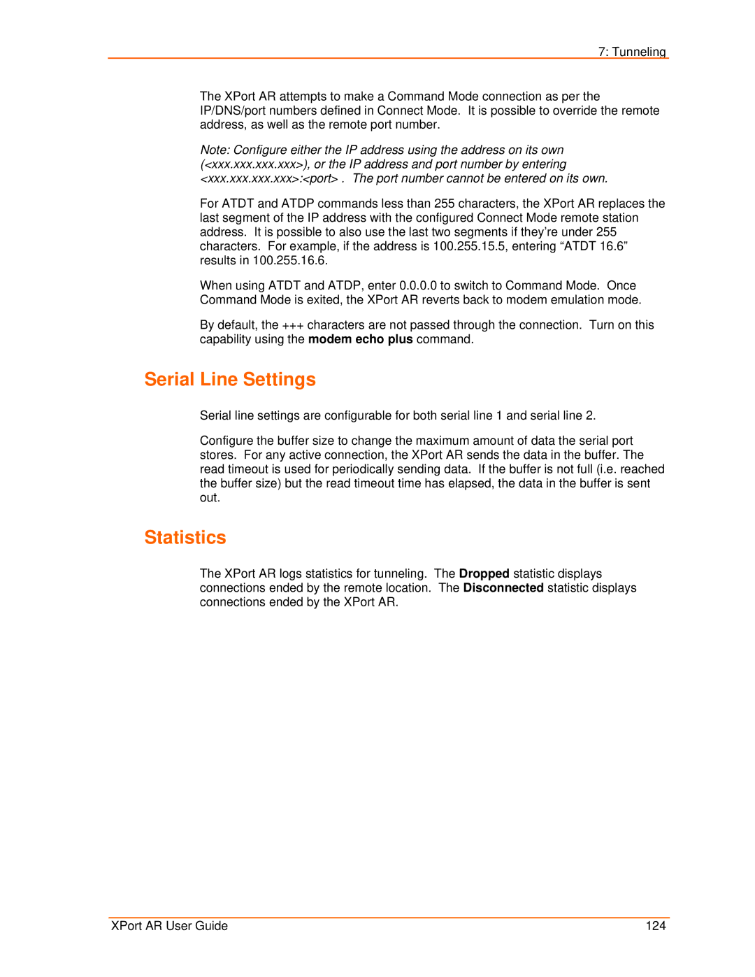 Lantronix XPort AR manual Serial Line Settings, Statistics 