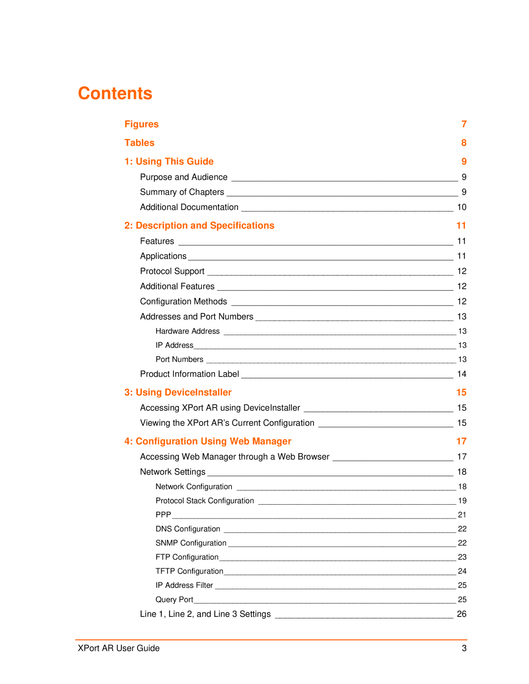 Lantronix XPort AR manual Contents 