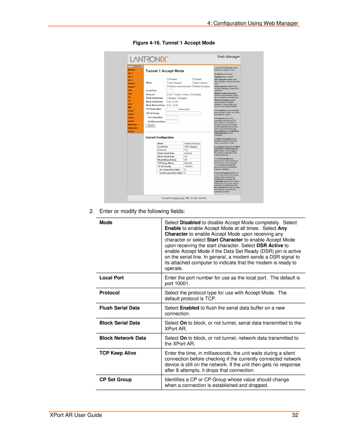 Lantronix XPort AR manual Tunnel 1 Accept Mode, Flush Serial Data 