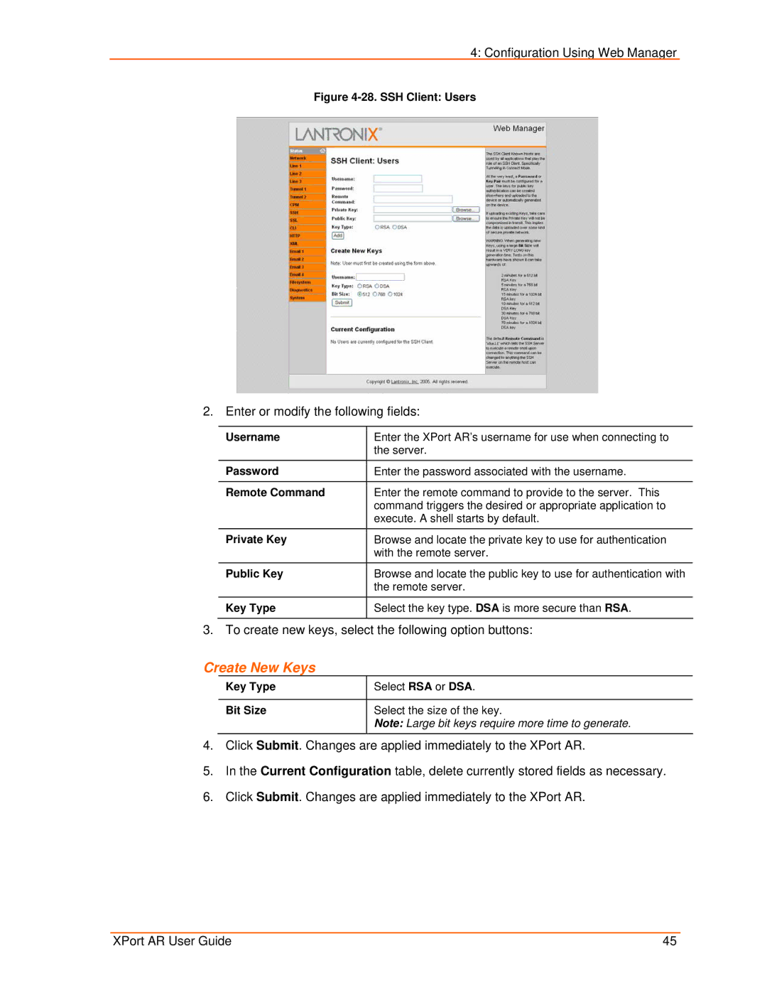 Lantronix XPort AR manual Remote Command, Private Key, Public Key 