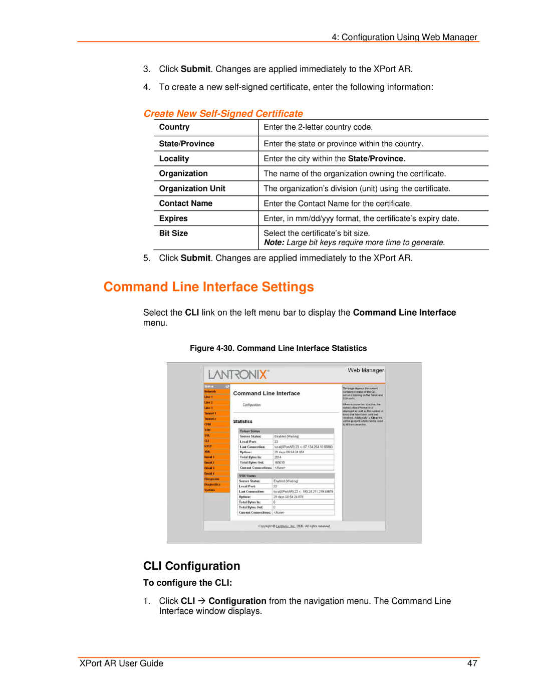 Lantronix XPort AR manual Command Line Interface Settings, CLI Configuration, To configure the CLI 