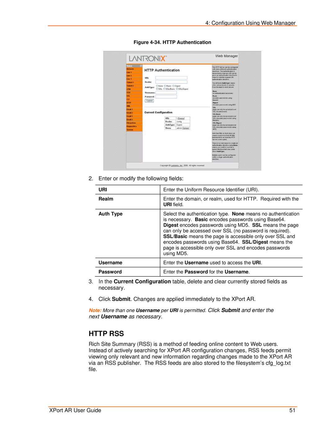 Lantronix XPort AR manual Realm, Auth Type 