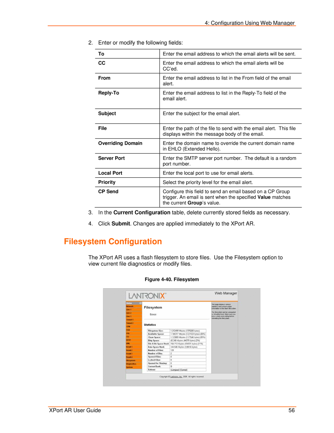 Lantronix XPort AR manual Filesystem Configuration 