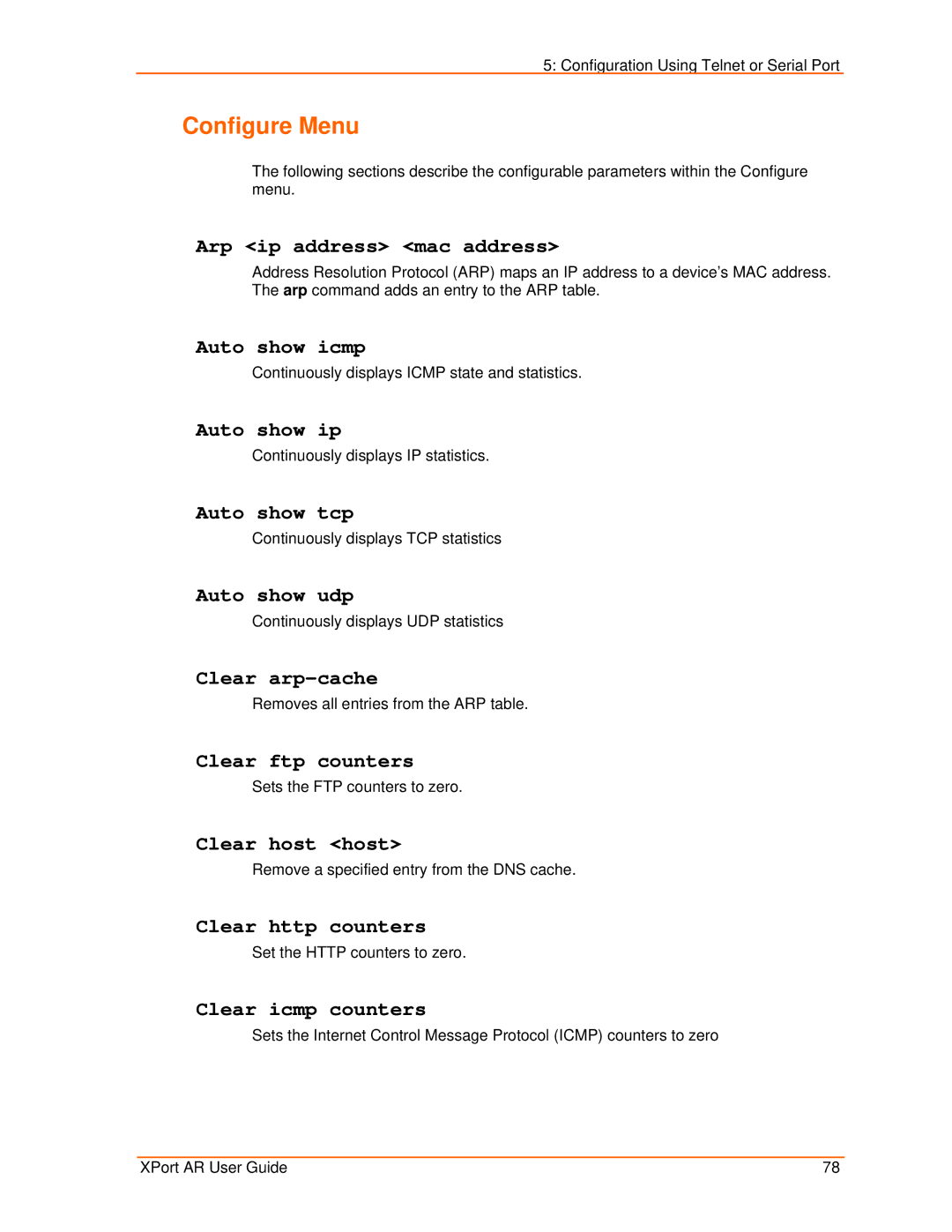 Lantronix XPort AR manual Configure Menu 