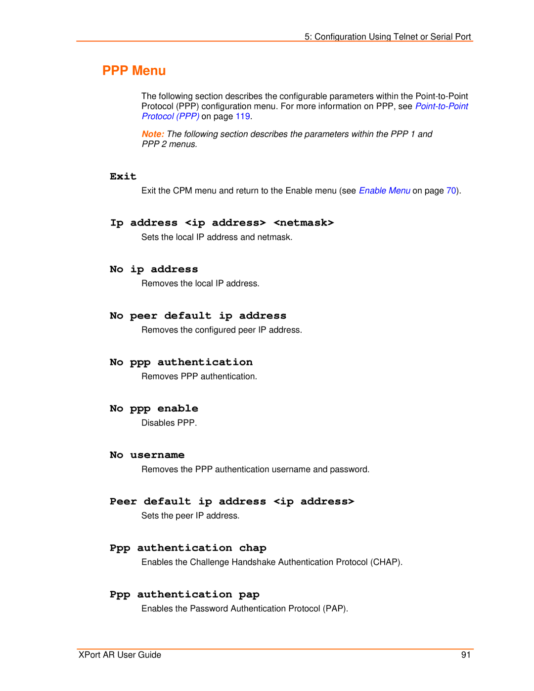 Lantronix XPort AR manual PPP Menu 